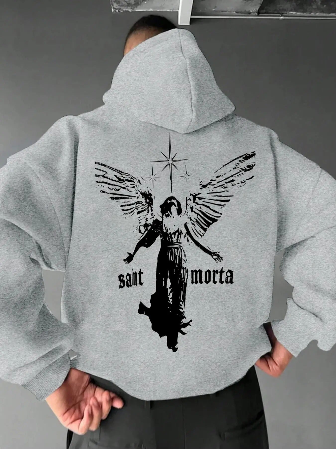 Men's Angel Wing Print Hoodie, Regular Fit Casual Hooded Sweatshirt for Spring & Fall, Fashion Men's Top for Daily Wear...