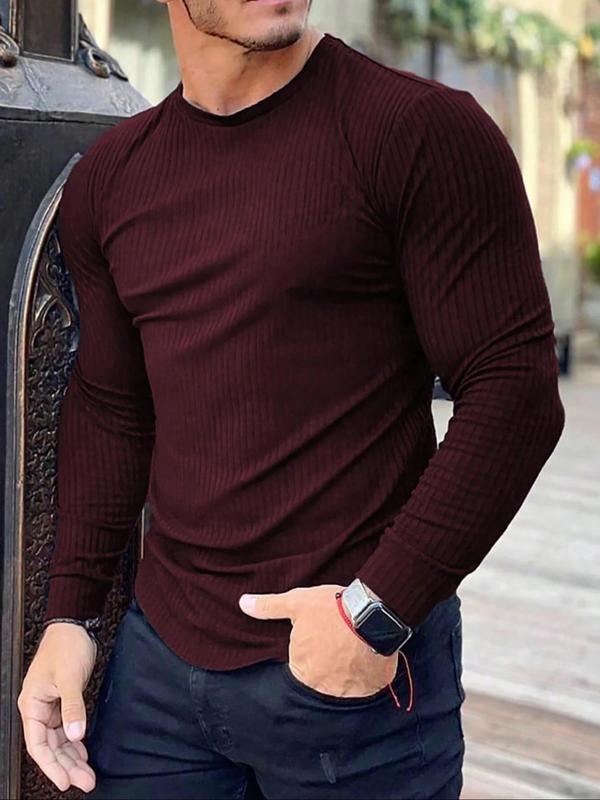 Men's Autumn Casual Fashion Long Sleeve T-Shirt, Fitted Style, Thin Knit Fabric, All Seasons Wear, Stylish and Versatile...