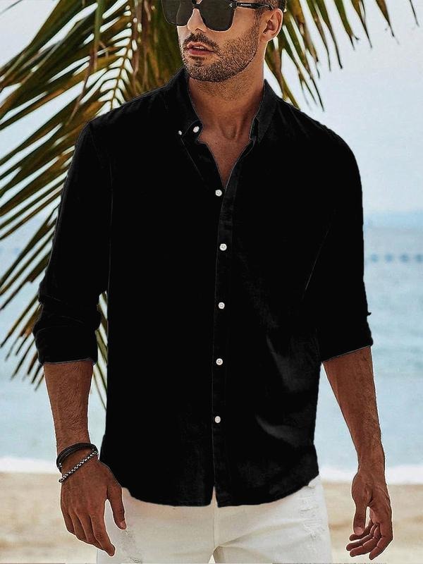 Men's Autumn Fashion Casual Long Sleeve Shirt, Regular Fit Woven Fabric, Moderate Thickening, All Seasons Wear, Stylish...