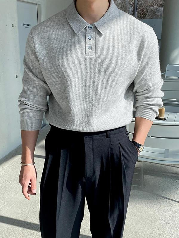 Men's Autumn Winter Casual Fashion Slim-Fit Knitted Sweater, Plain Pattern, Moderate Fabric Thickness, Spring Style,...