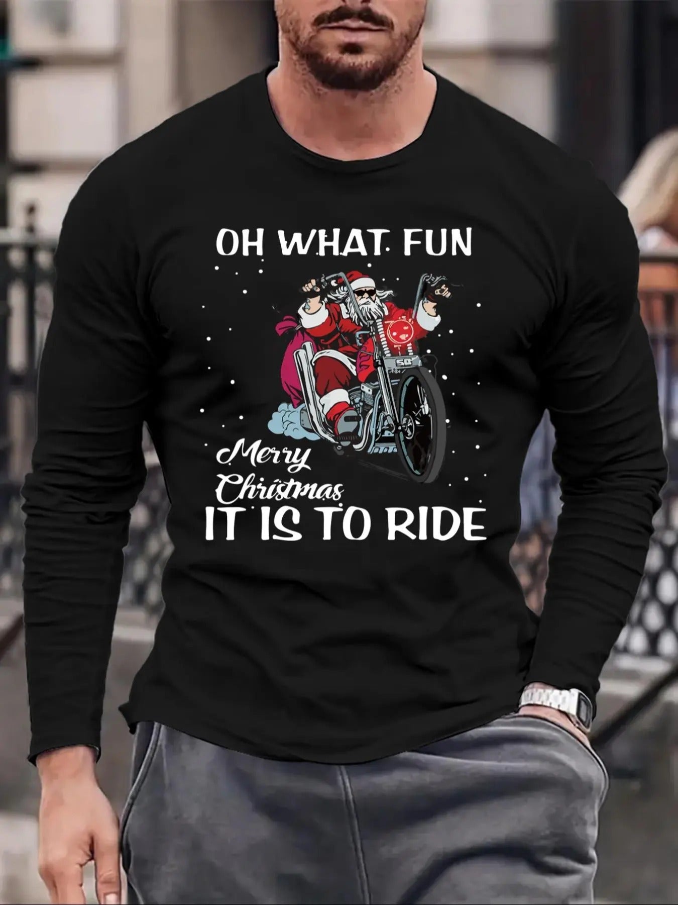 Men's Autumn Winter Casual Long Sleeve T-Shirt, Fitted Thin Fabric, Christmas Holiday Style, Regular Fit, Trendy Inner...