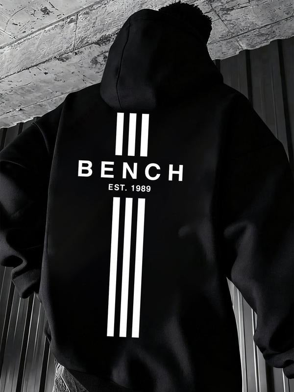 Men's Bench Brand Printed Hoodie, Fashion Urban Streetwear Sweatshirt with Retro Logo Design, Comfortable Casual Wear for...