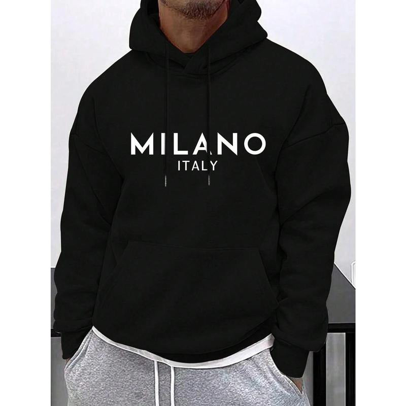Men's Black  Sweatshirt,1 Piece  Polyester Cotton   Sweatshirt   260g  Fashionable  And Fun Printed Hooded Sweatshirt ...