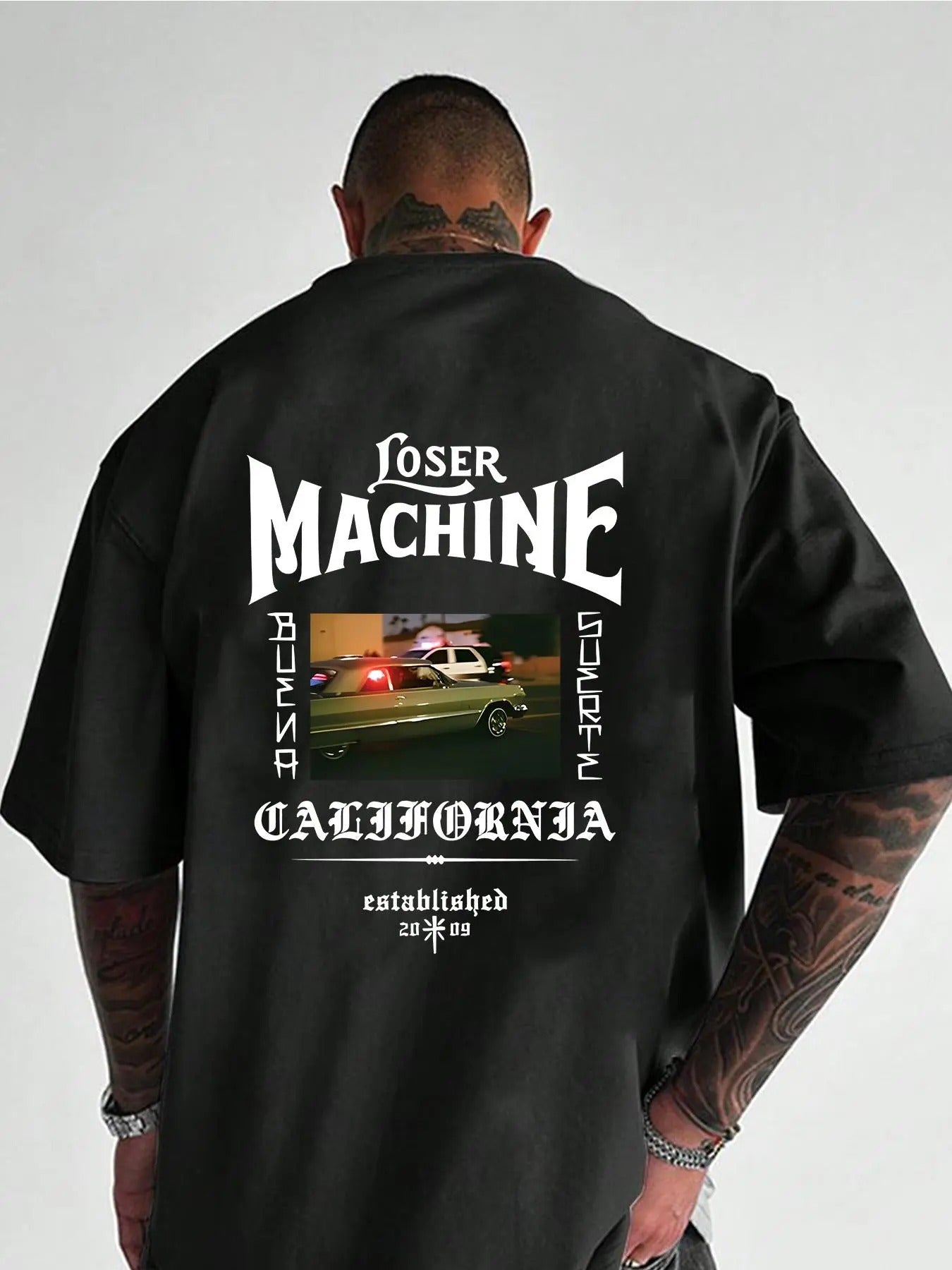 Men's California State Police Car Graphic Print Round Neck Tee, Loose Casual Comfy Fashion Short Sleeve Crew Neck T-shirt...