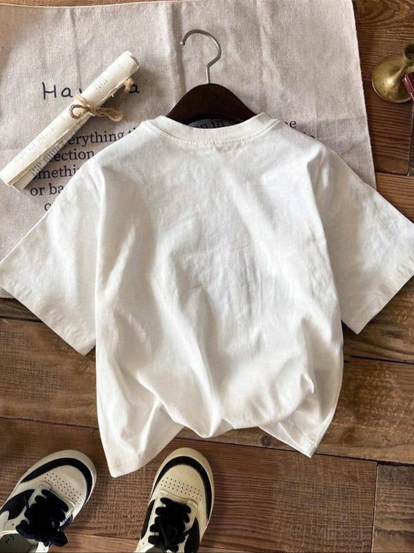 Men's Car & Letter Print Round Neck Tee, Regular Fit Casual Short Sleeve T-shirt for Summer, Men's Top for Daily Wear,...