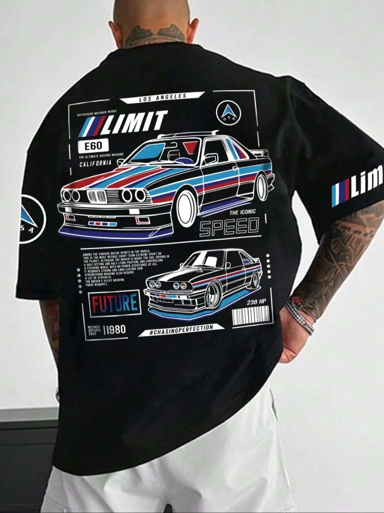 Men's Car & Letter Print Short Sleeve Graphic Tee, Regular Fit Streetwear Casual Round Neck T-shirt for Summer, Men's Top...