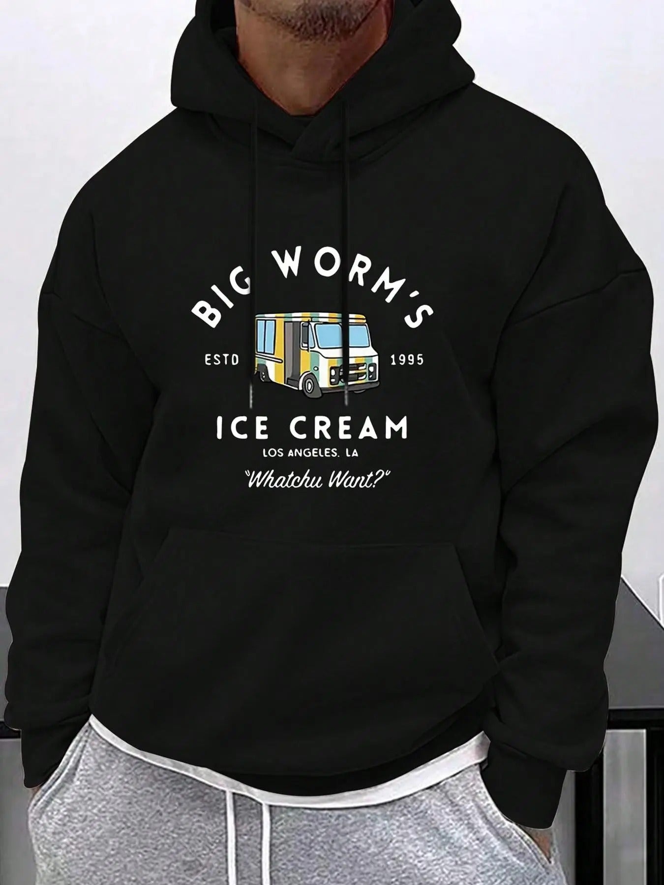 Men's Car & Letter Print Thicken Hoodie, Casual Loose Long Sleeve Hooded Sweatshirt for Fall & Winter, Men's Clothes for...
