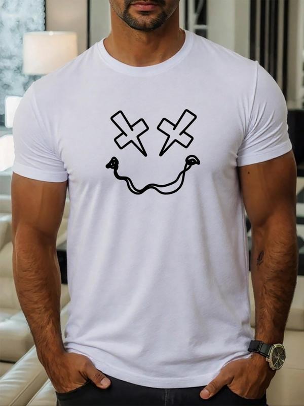 Men's Cartoon Cross Print Round Neck Tee, Regular Fit Casual Fashion Short Sleeve T-shirt for Daily Wear, Men's Top for...