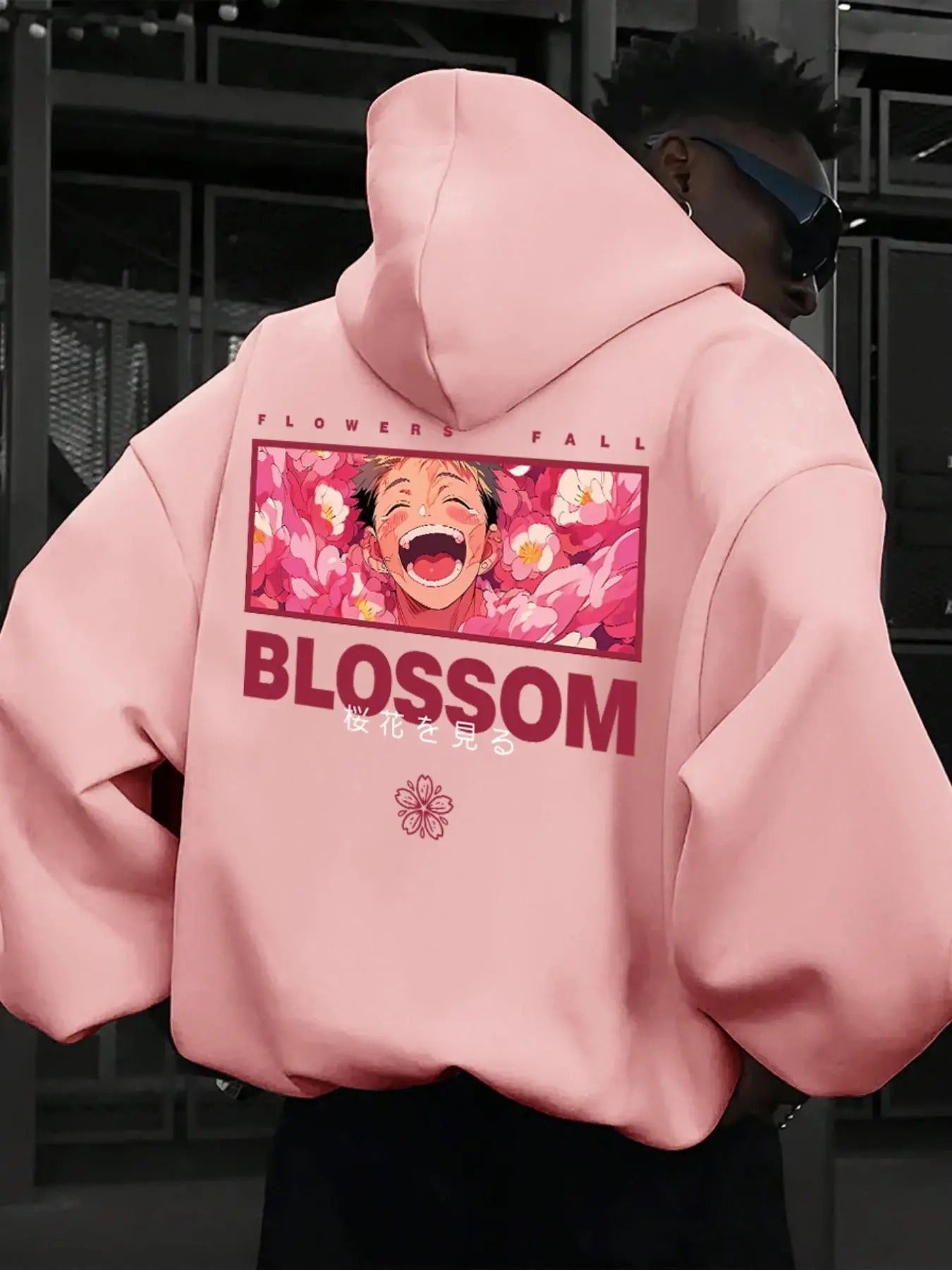Men's Cartoon Figure & Floral & Letter Print Drop Shoulder Hoodie, Fashion Casual Regular Fit Drawstring Hooded...