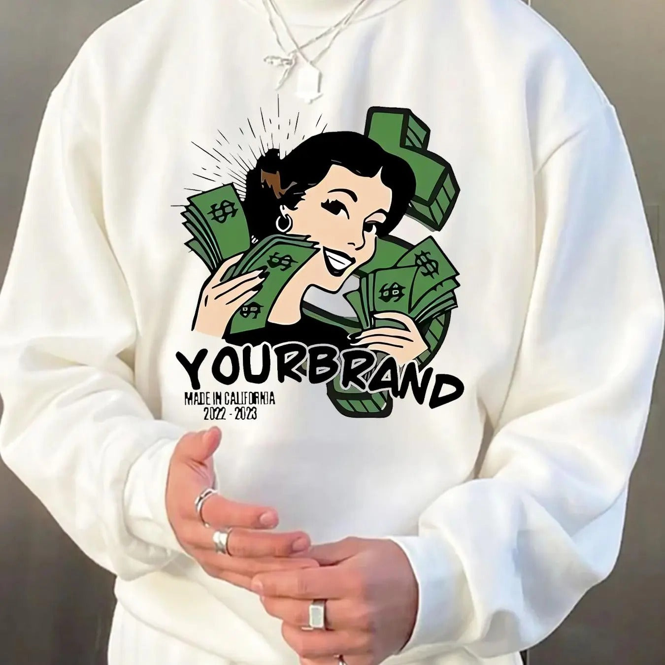 Men's Cartoon Figure Print Round Neck Sweatshirt, Regular Fit Casual Fashion Drop Shoulder Long Sleeve Pullover, Men's...