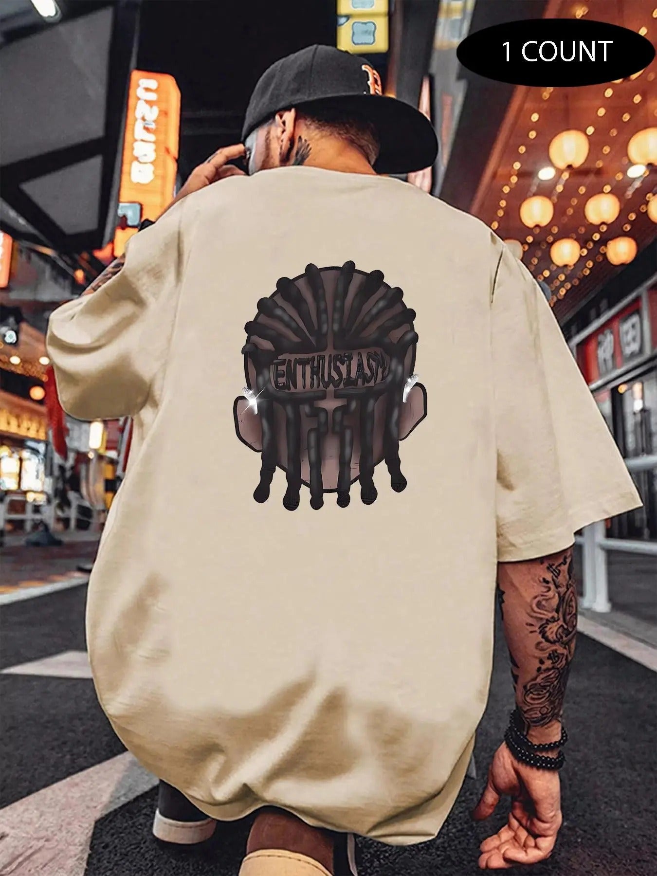 Men's Cartoon Figure Print Round Neck Tee, Regular Fit Casual Short Sleeve T-shirt, Men's Summer Top for Daily Wear...
