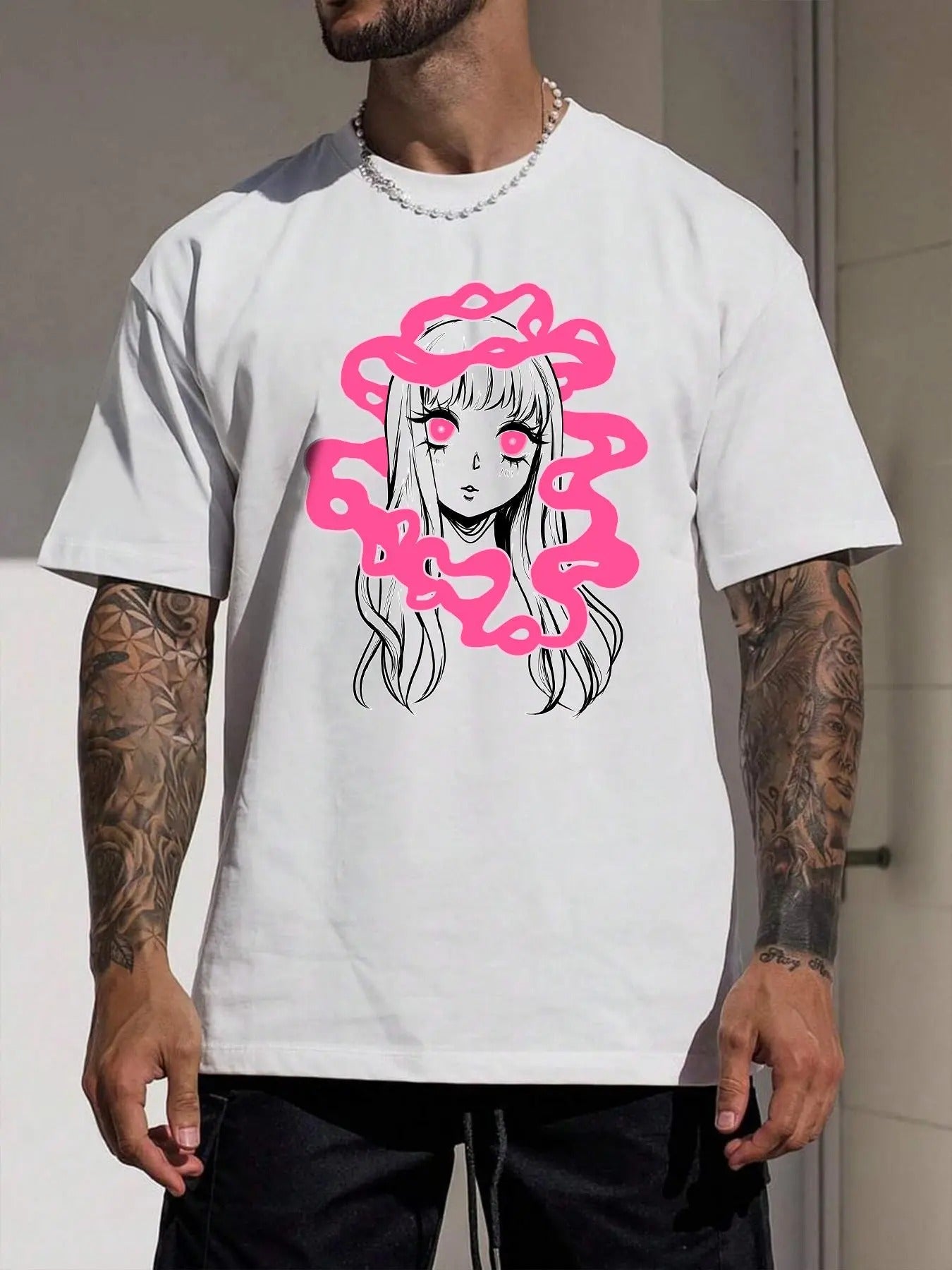 Men's Cartoon Figure Print Round Neck Tee, Street Fashion Casual Short Sleeve T-shirt for Daily Wear, Menswear, Summer...