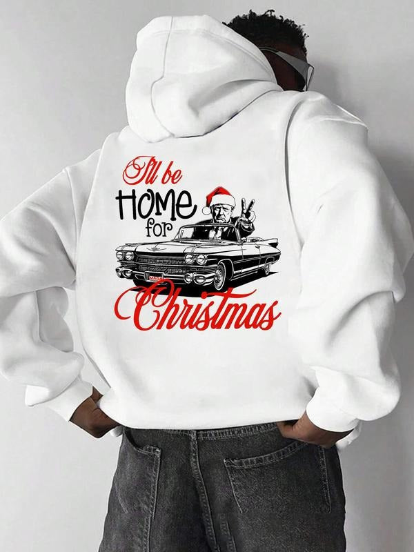 Men's Cartoon Graphic Print Hoodie, Casual Regular Fit Santa Claus Hooded Sweatshirt for Home Festival Daily Wear, Men's...