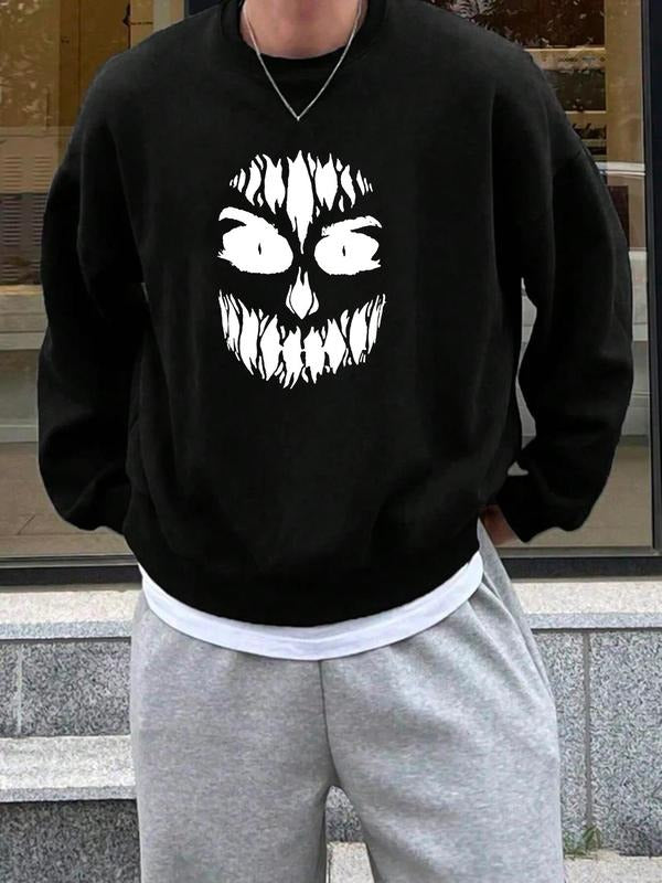 Men's Cartoon Graphic Print Round Neck Sweatshirt, Regular Fit Casual Fashion Drop Shoulder Long Sleeve Pullover, Men's...