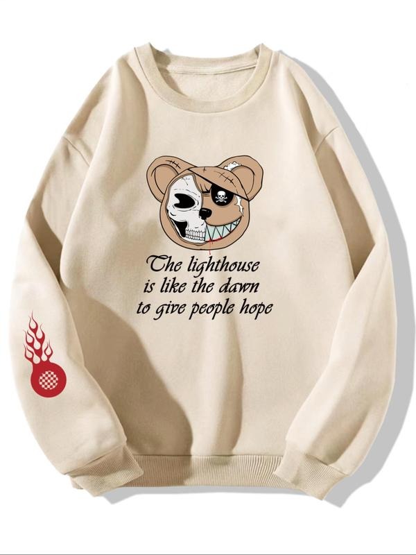 Men's Cartoon Graphic Print Round Neck Sweatshirt, Regular Fit Casual Fashion Drop Shoulder Long Sleeve Pullover, Men's...