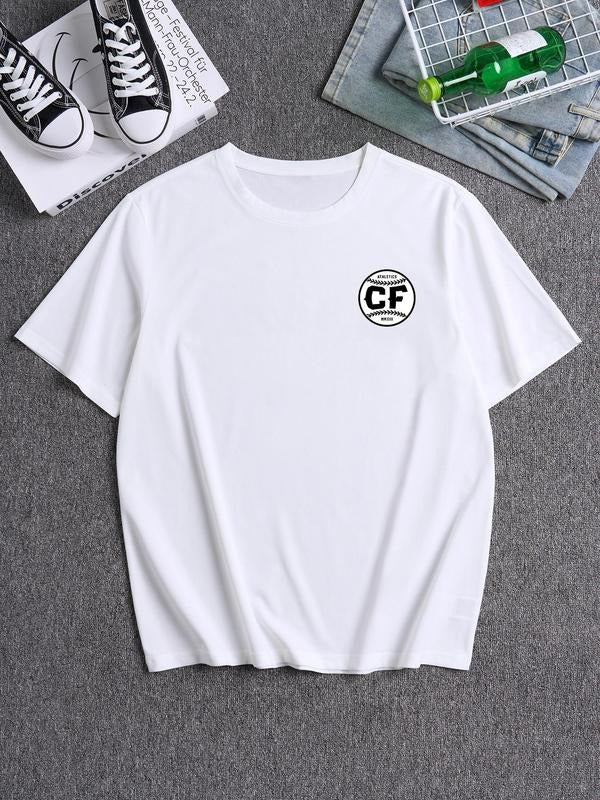 Men's Cartoon Graphic Print Round Neck Tee, Regular Fit Casual Drop Shoulder Short Sleeve Crew Neck T-shirt, Men's...
