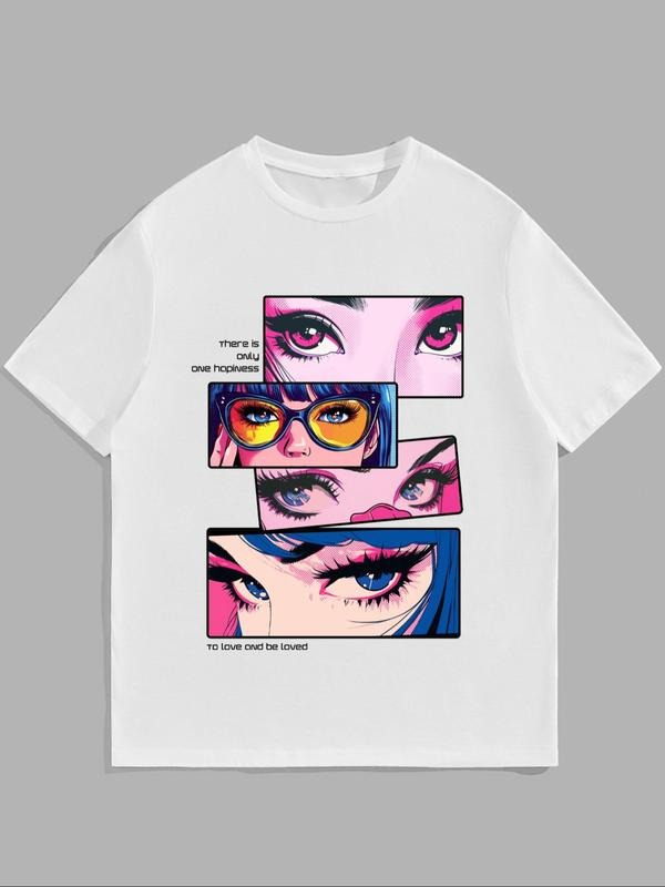 Men's Cartoon Print Round Neck Graphic Tee, Street Fashion Casual Short Sleeve T-shirt for Daily Wear, Men's Top for...