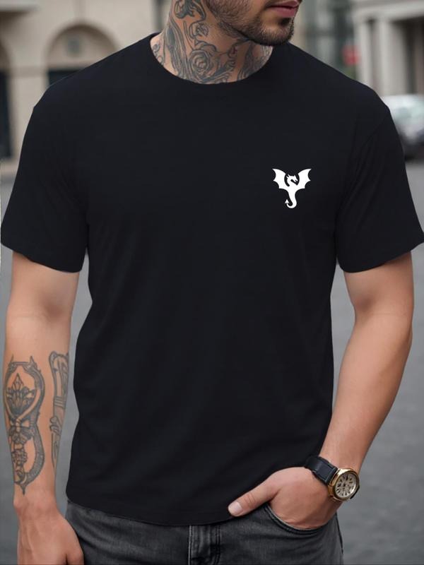 Men's Cartoon Print Round Neck Tee, Regular Fit Casual Short Sleeve Crew Neck T-shirt for Daily Wear, Men's Top for All...