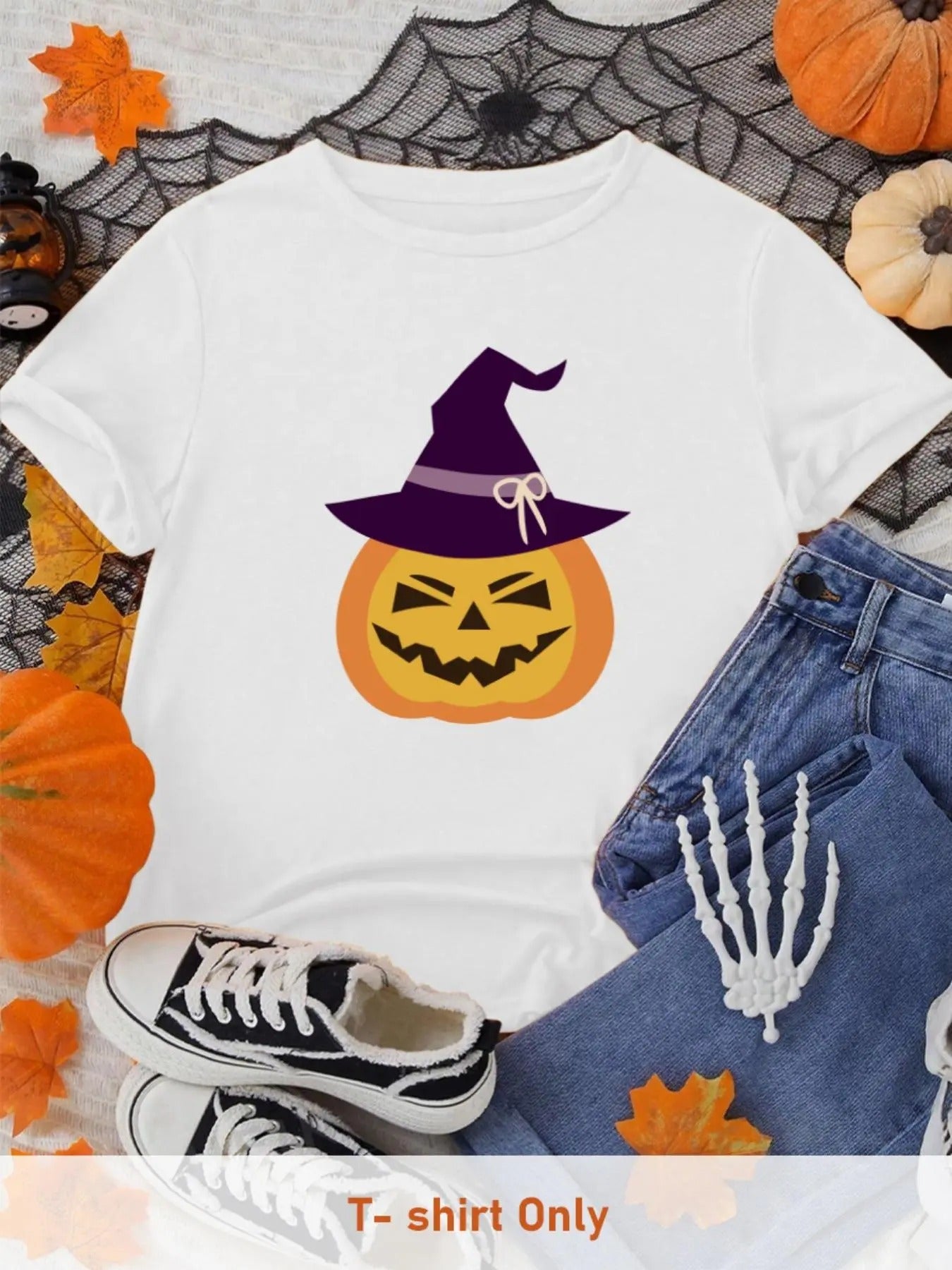 Men's Cartoon Pumpkin Ghost Print Round Neck Tee, Regular Fit Casual Short Sleeve Crew Neck T-shirt for All Seasons,...