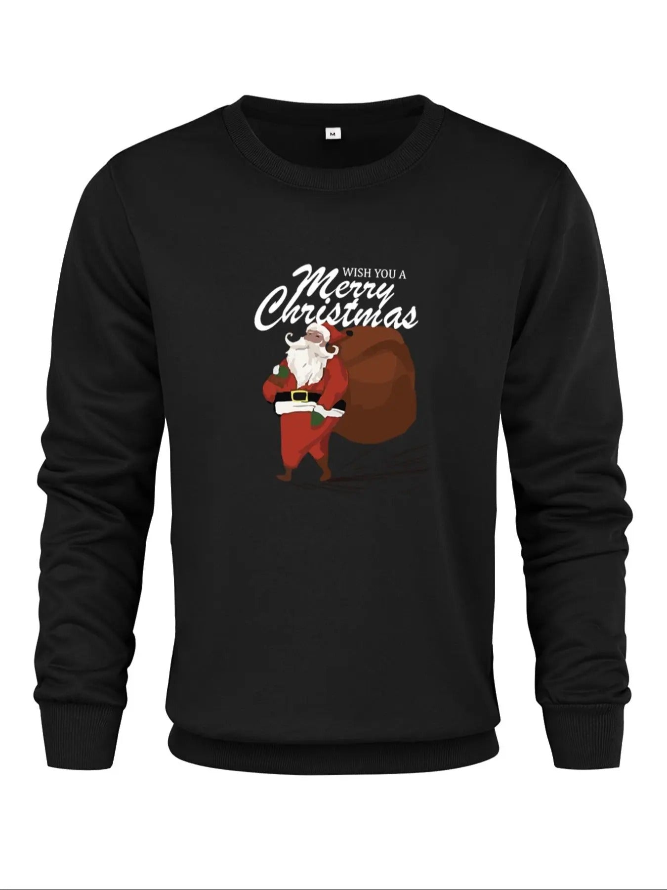 Men's Cartoon Santa Claus Print Round Neck Sweatshirt, Loose Casual Fashion Long Sleeve Pullover for Daily Wear, Men's...