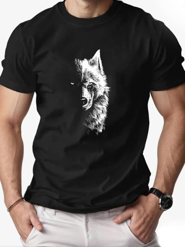 Men's Casablanca Print Round Neck Tee, Regular Fit Casual Short Sleeve Crew Neck T-Shirt for Summer, Fashion Men's Top...