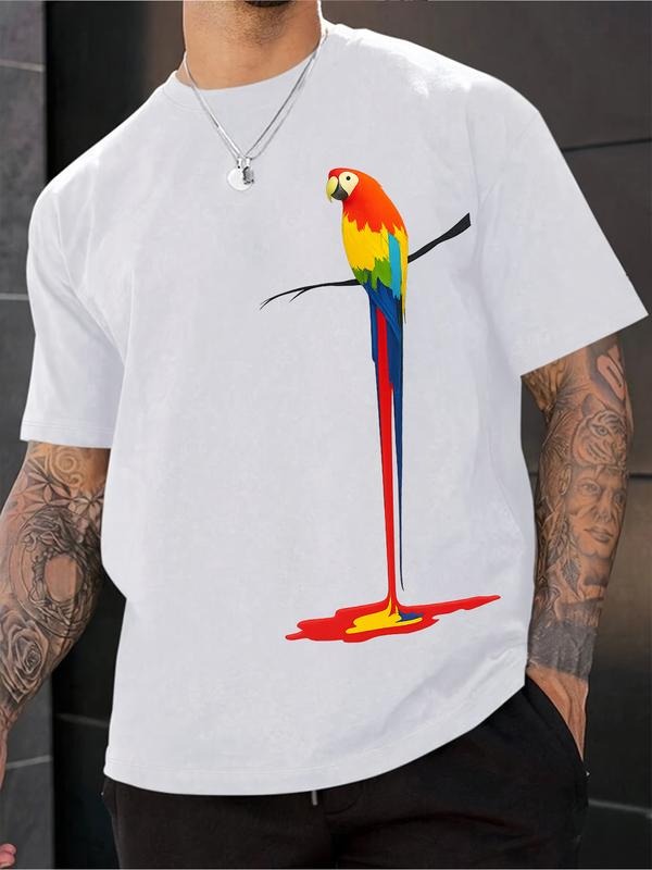 Men's Casablanca Print Round Neck Tee, Regular Fit Casual Short Sleeve Crew Neck T-Shirt for Summer, Fashion Men's Top...