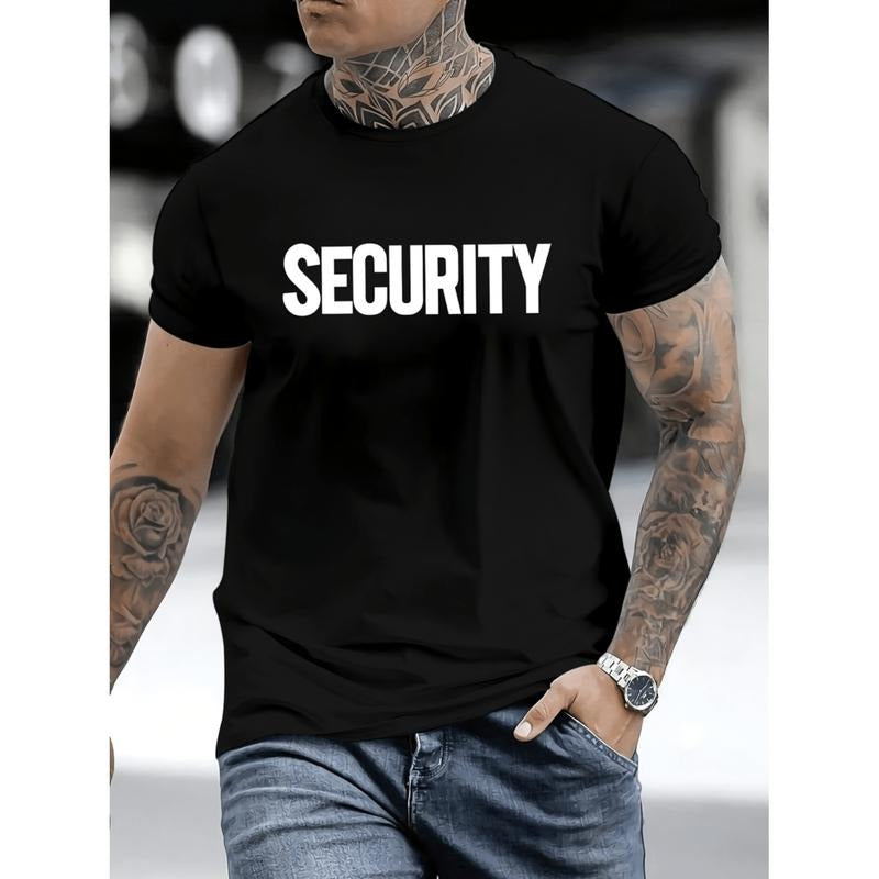 Men's Casual Crew Neck T-Shirt With Print Polyester Comfortable Short Sleeve Tee For Summer Everyday Wear Secure Shoulder...