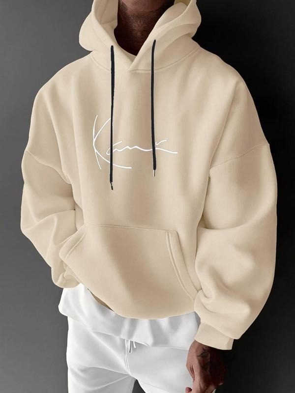 Men's Casual Fitted Hoodie, Comfortable Fabric, Minimalist Design, Street Style, Daily Wear, Letter Pattern, Fall &...