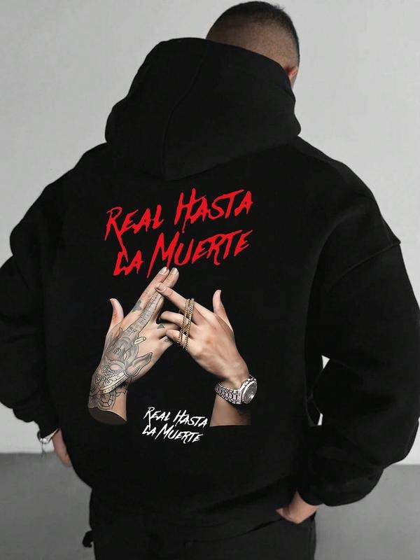 Men's Casual Graphic Hoodie with Street Style Print, Comfortable Loose-Fit Design for Fall & Winter, Essential Daily Wear...