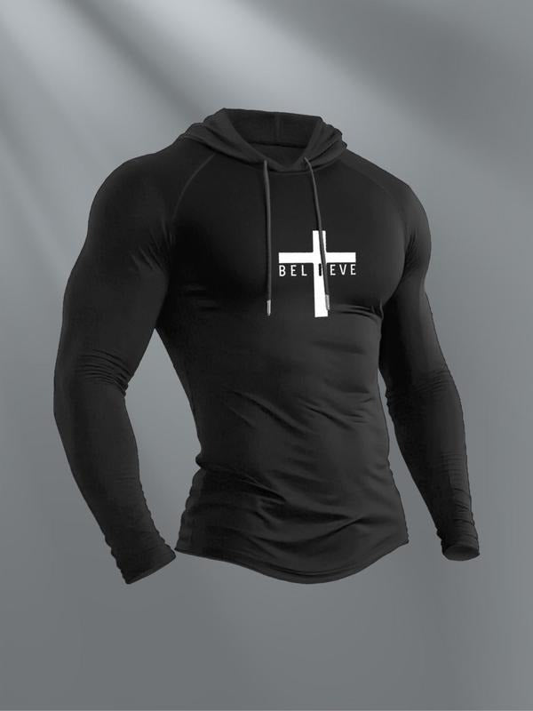 Men's Casual Hooded Long Sleeve T-Shirt, Comfortable Cotton Tee for Daily Wear, Stylish Design for Spring & Fall Seasons...
