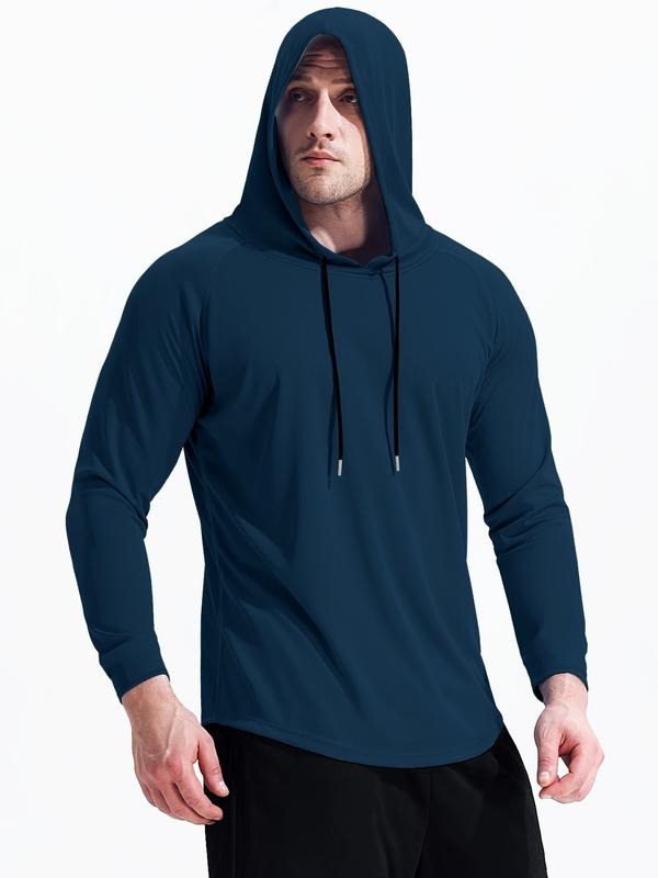 Men's Casual Hooded Long Sleeve T-Shirt, Comfortable Cotton Tee for Daily Wear, Stylish Design for Spring & Fall Seasons...