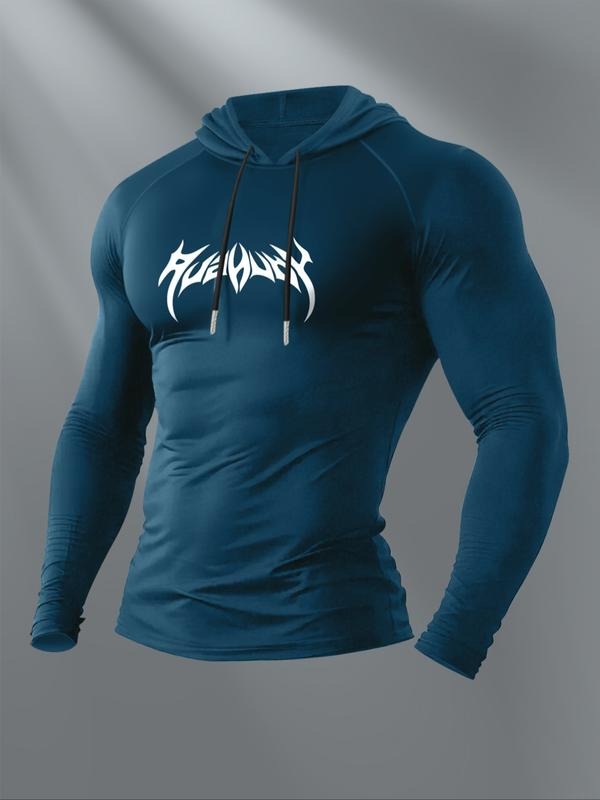 Men's Casual Hooded Long Sleeve T-Shirt, Comfortable Cotton Tee for Daily Wear, Stylish Design for Spring & Fall Seasons...