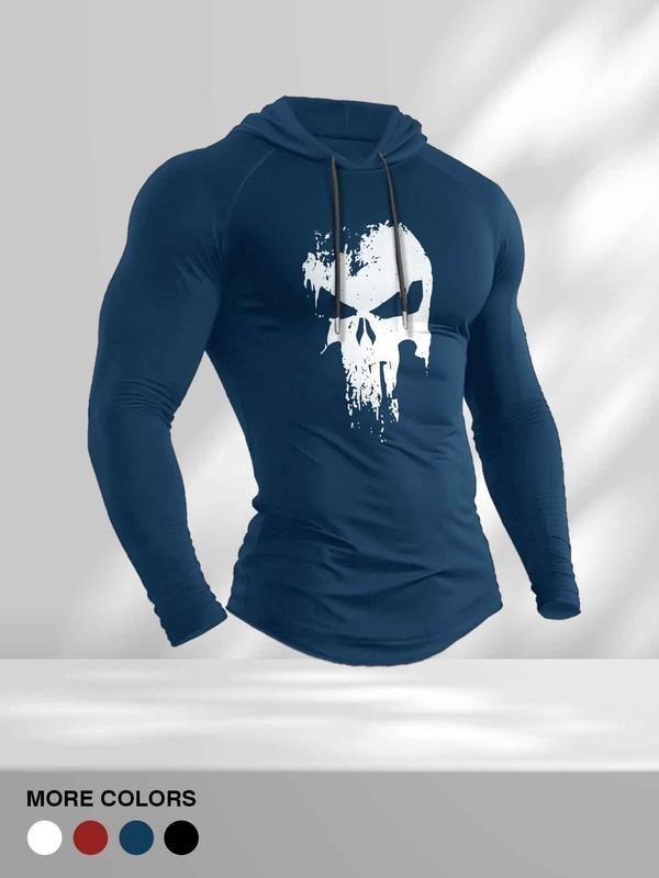 Men's Casual Hooded Long Sleeve T-Shirt, Comfortable Cotton Tee for Daily Wear, Stylish Design for Spring & Fall Seasons...