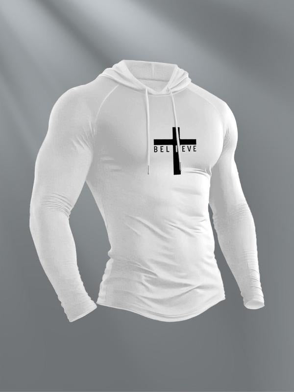 Men's Casual Hooded Long Sleeve T-Shirt, Comfortable Cotton Tee for Daily Wear, Stylish Design for Spring & Fall Seasons...