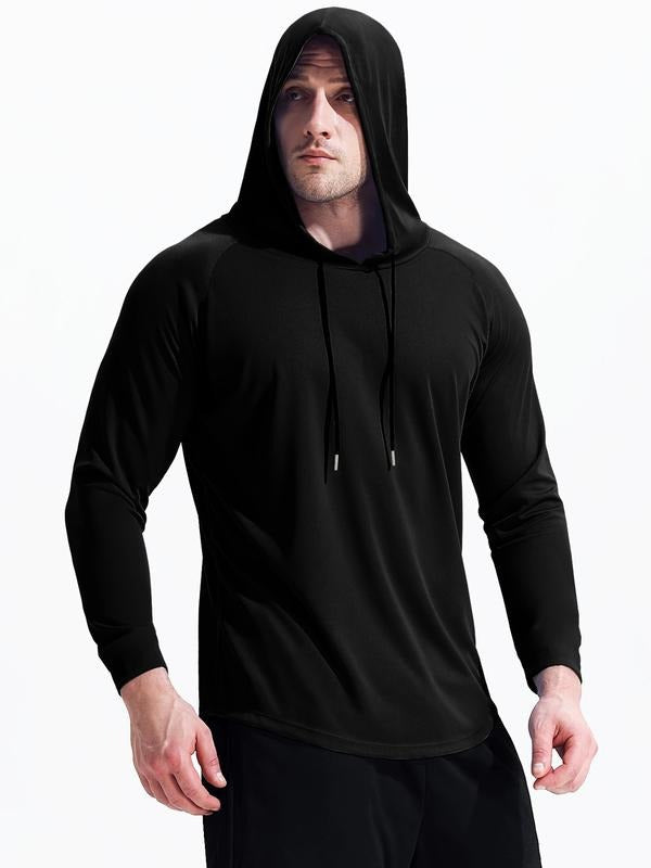 Men's Casual Hooded Long Sleeve T-Shirt, Comfortable Cotton Tee for Daily Wear, Stylish Design for Spring & Fall Seasons...