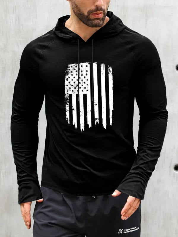 Men's Casual Hooded Long Sleeve T-Shirt, Comfortable Cotton Tee for Daily Wear, Stylish Design for Spring & Fall Seasons...