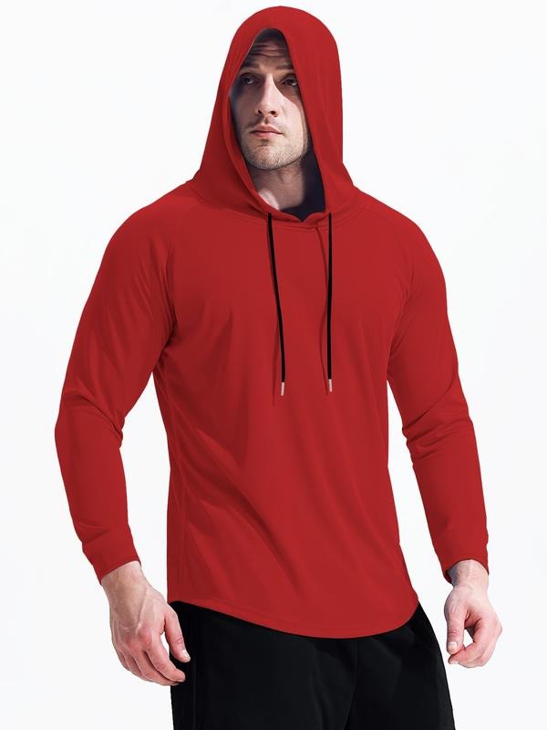 Men's Casual Hooded Long Sleeve T-Shirt, Comfortable Cotton Tee for Daily Wear, Stylish Design for Spring & Fall Seasons...