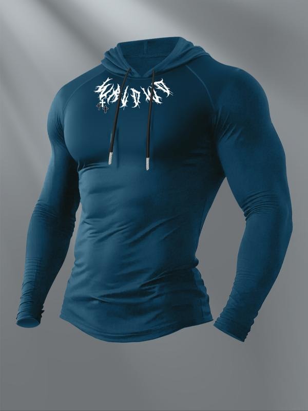 Men's Casual Hooded Long Sleeve T-Shirt, Comfortable Cotton Tee for Daily Wear, Stylish Design for Spring & Fall Seasons...