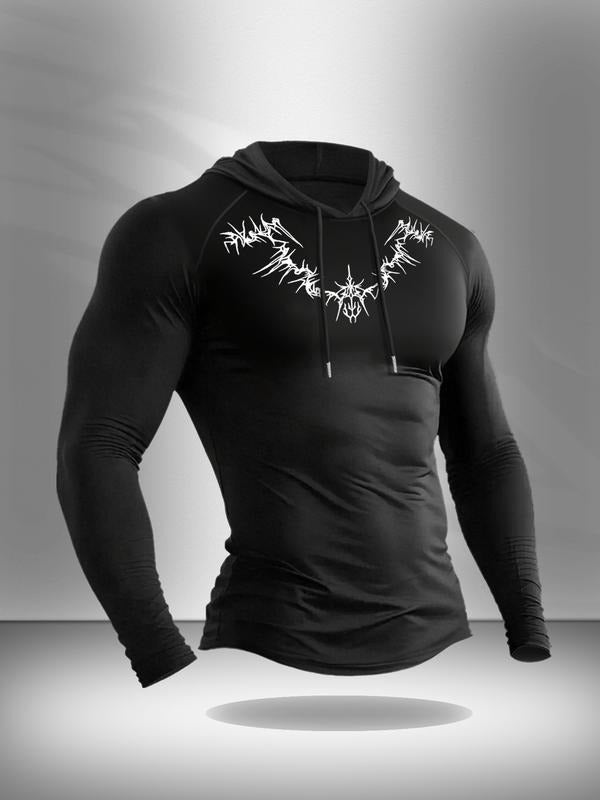 Men's Casual Hooded Long Sleeve T-shirt, Comfortable Cotton Black Tee for Daily Wear, Stylish Design for Spring & Fall...