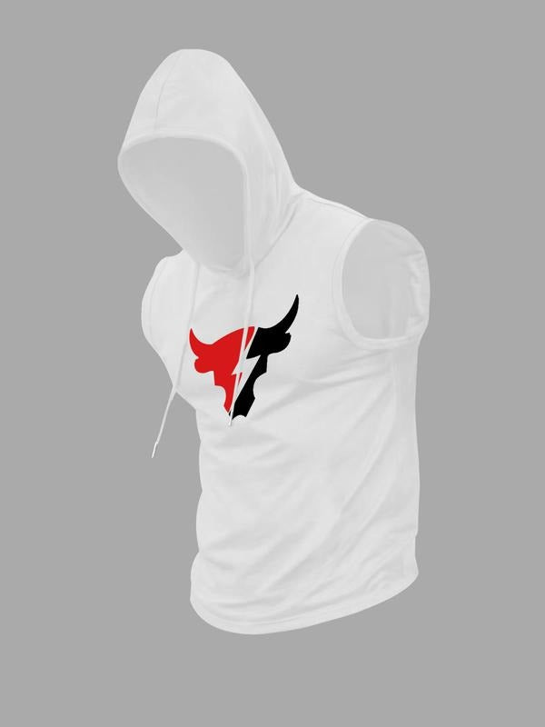 Men's Casual Hooded Sleeveless T-Shirt Animal Print, Fashionable Sporty Style for Summer Fitness Outdoor Wear, Casual...