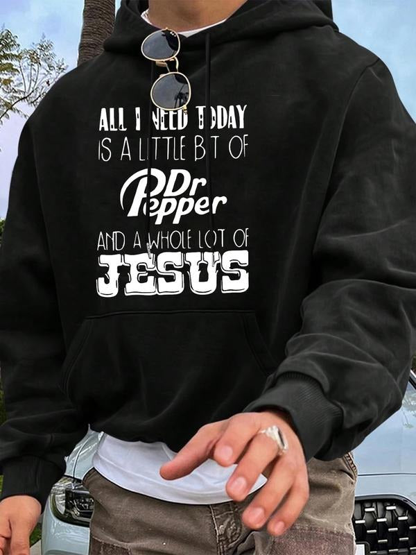 Men's Casual Hooded Sweatshirt, Comfortable Fabric, Faith-Inspired Design, Letter Pattern, Fitted Style, Fall & Winter...