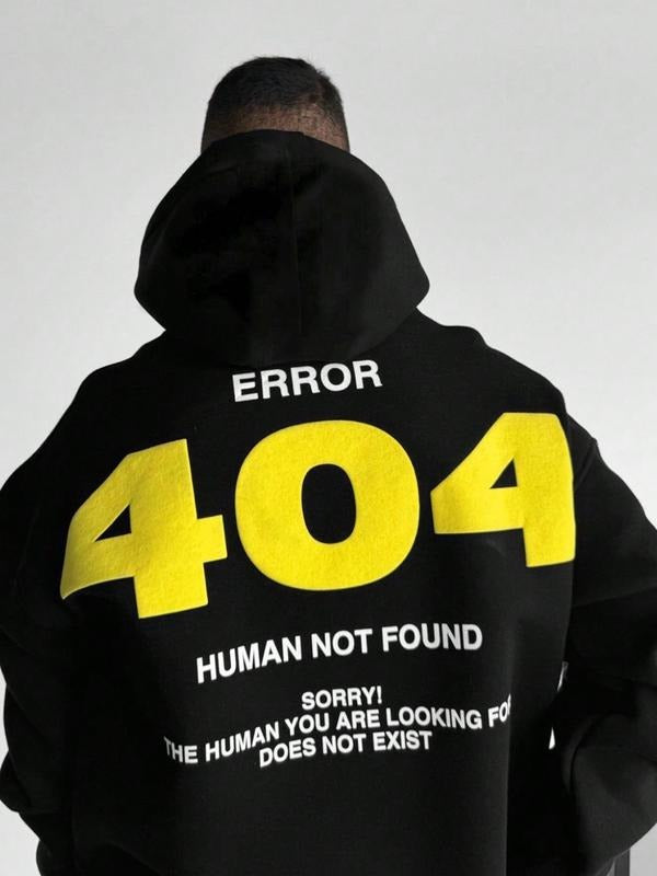 Men's Casual Hooded Sweatshirt, Letter & Number Print, Loose-Fit Long Sleeve Pullover, Perfect for Spring & Fall Daily...
