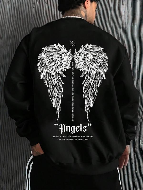 Men's Casual Letter Print Long Sleeve Pullover Hoodie, Fall & Winter Street Style Fitted Sweatshirt, Breathable Comfort...