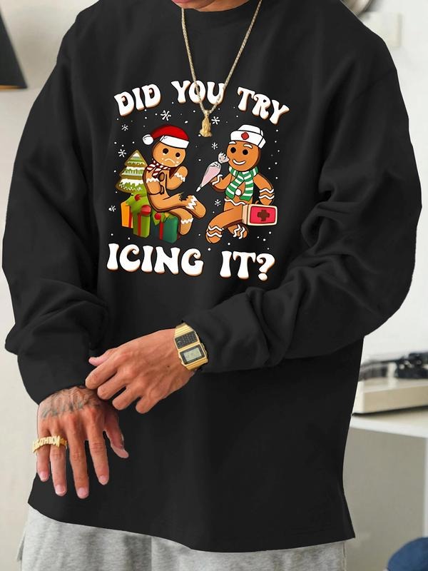 Men's Casual Long Sleeve T-Shirt, Christmas Fun Print, American Street Style, Skin-Friendly Fabric, Essential Daily Wear...