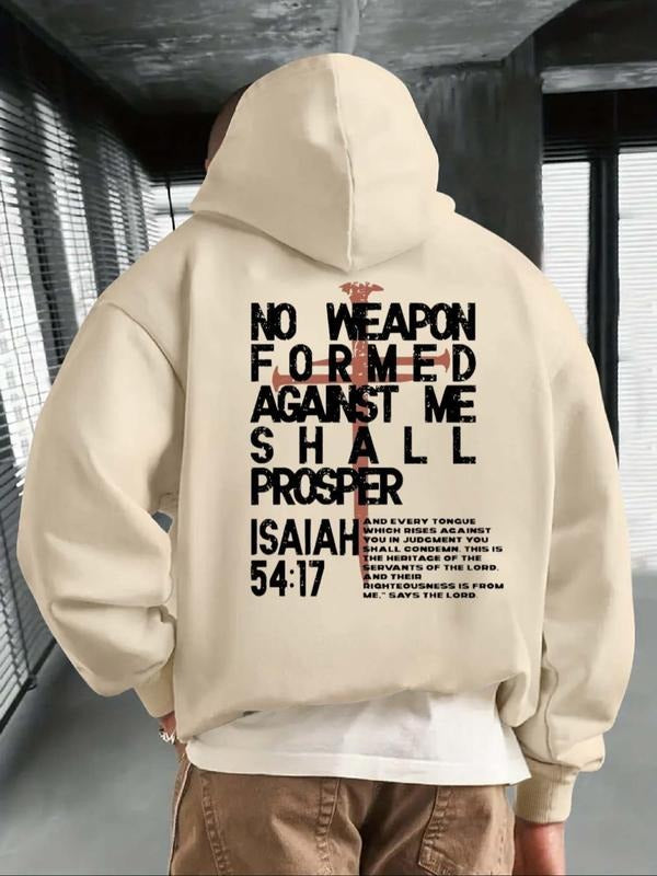 Men's Casual Loose Hooded Sweatshirt with Letter Graphic Print, Thick Fleece Lining, Fall & Winter Fashion, Comfortable...