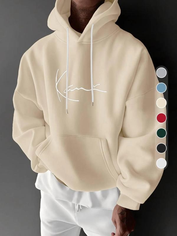 Men's Casual Loose Hooded Sweatshirt with Letter Print, Fleece Lined Pullover for Fall & Winter, Comfortable and Stylish...