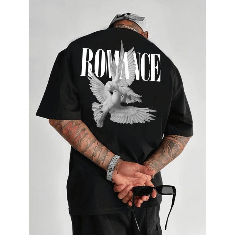 Men's Casual Short Sleeve Alphabet Print Round Neck T-Shirt In Soft Breathable Fabric For Summer Comfort Black Hoodie,...
