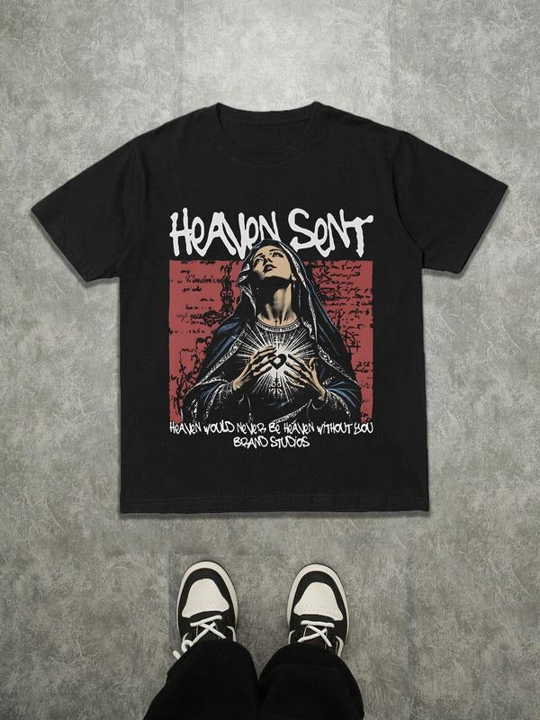 Men's Casual Short Sleeve T-Shirt with Fashion Faith Print, Comfortable Skin-Friendly Material, Perfect for Sports...