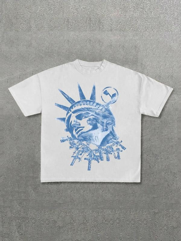 Men's Casual Short Sleeve T-Shirt, Unique Liberty Print, Comfortable Fit, Perfect for Daily Wear and Sports, Fashionable...