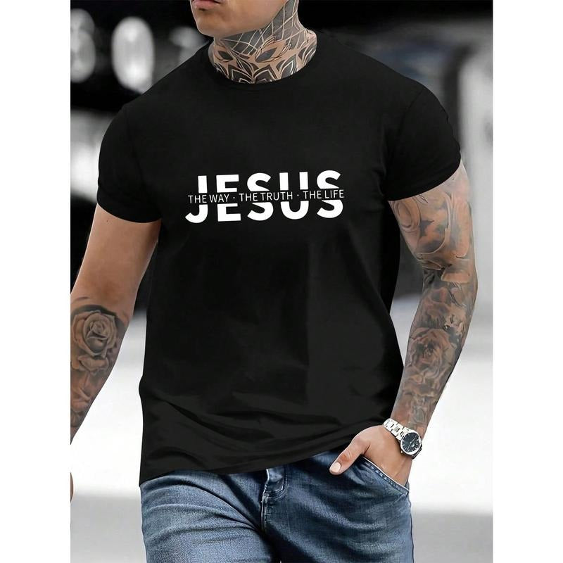 Men's Casual Slogan Print Short Sleeve Crew Neck T-Shirt, Suitable For Commuting, Summer Hoodie, Sweatshirt | PodTeesHub.com